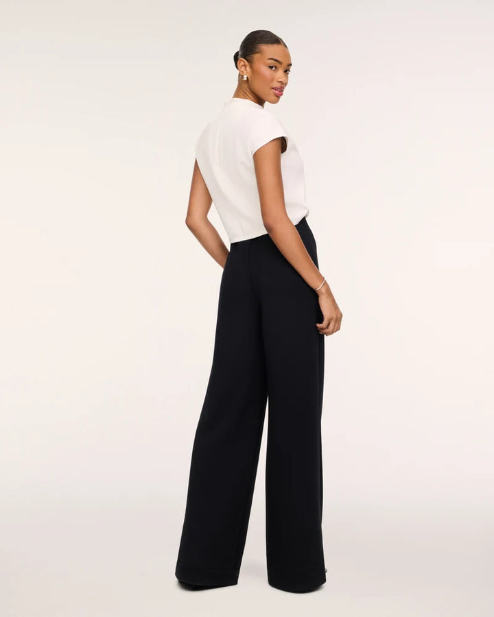 SPANX AirEssentials® Draped Cowl Neck Jumpsuit - Ivory/Very Black