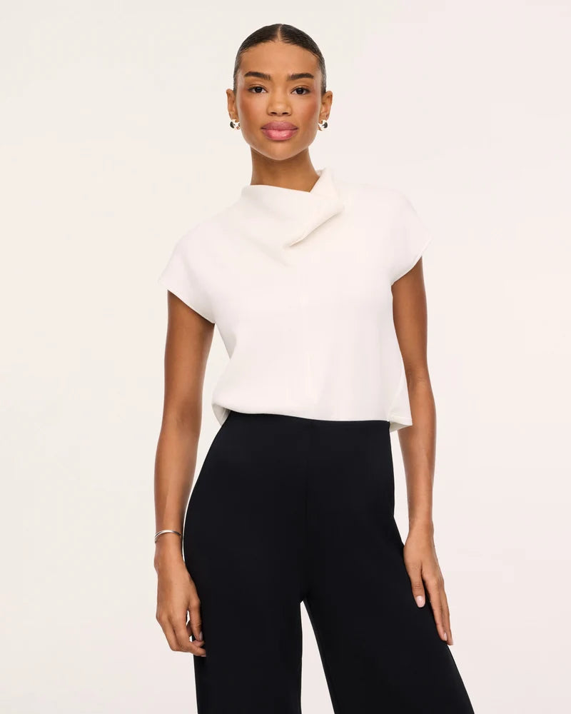 SPANX AirEssentials® Draped Cowl Neck Jumpsuit - Ivory/Very Black