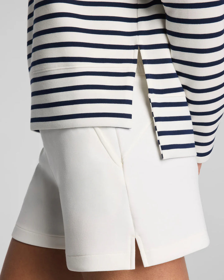 Spanx AirEssentials® Crewneck Long Sleeve Top - Powder/Timeless Navy Stripe