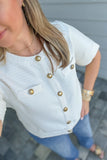 First Lady Cream Button Front Blouse