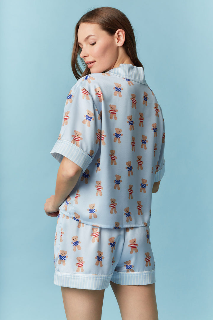 USA Printed Bear Satin PJ Set