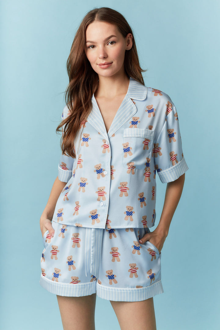 USA Printed Bear Satin PJ Set
