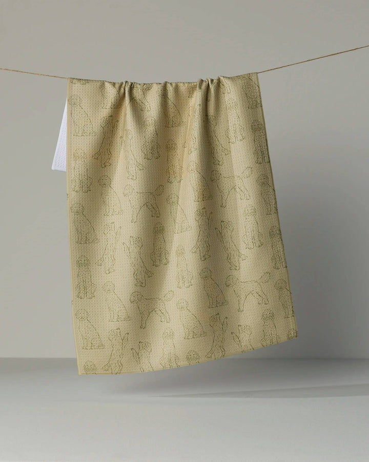 Doodle Pups Tea Towel: Rain