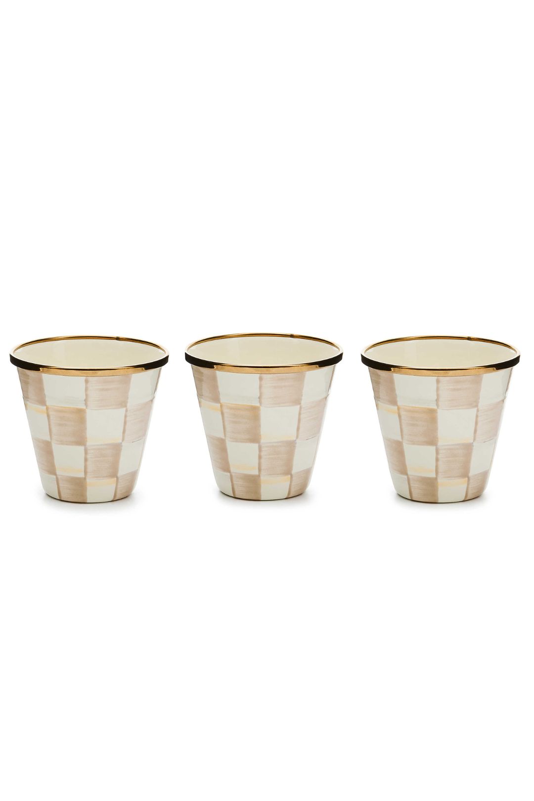MacKenzie Childs: Mocha Check Herb Pots, Set of 3