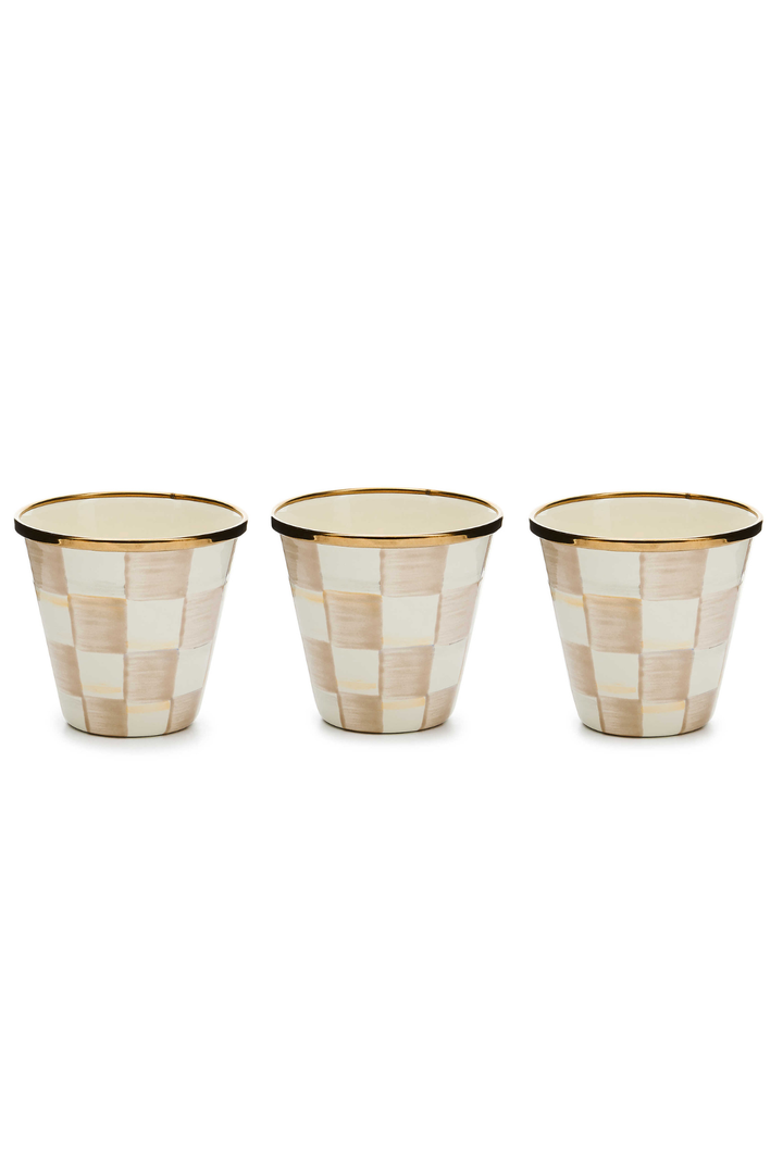MacKenzie Childs: Mocha Check Herb Pots, Set of 3