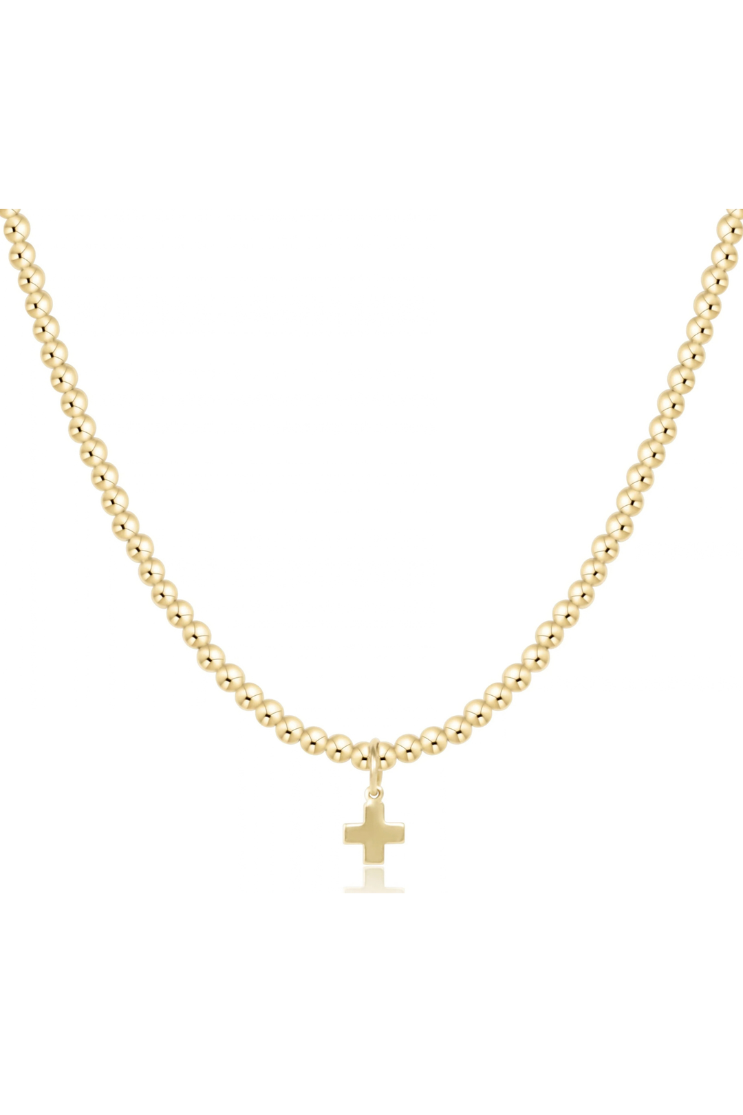 enewton: 17" CHOKER CLASSIC GOLD 3MM BEAD - SIGNATURE CROSS GOLD CHARM - B Social Boutique