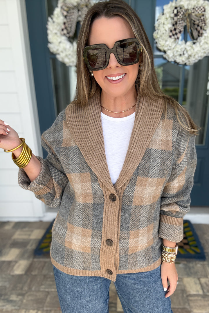 Z Supply: Ludlow Plaid Cardigan Classic - Heather Grey