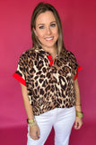 Leopard Escape Blouse - Red