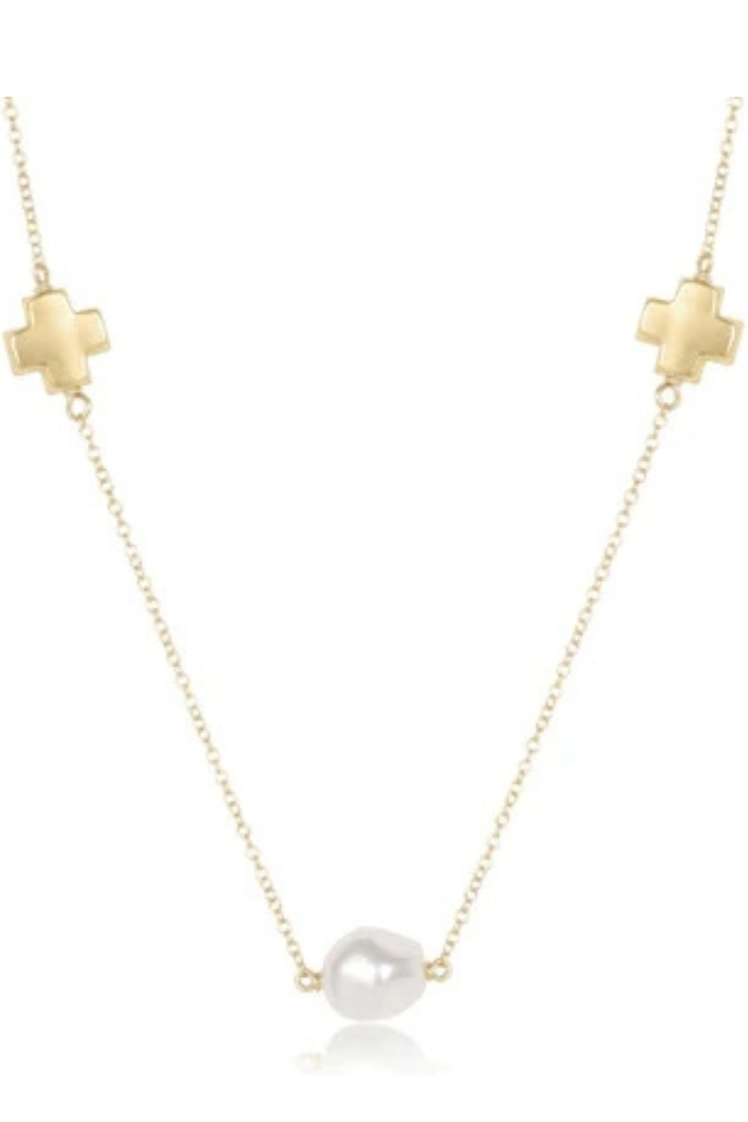 enewton: 15" choker signature cross admire simplicity chain gold - pearl - B Social Boutique