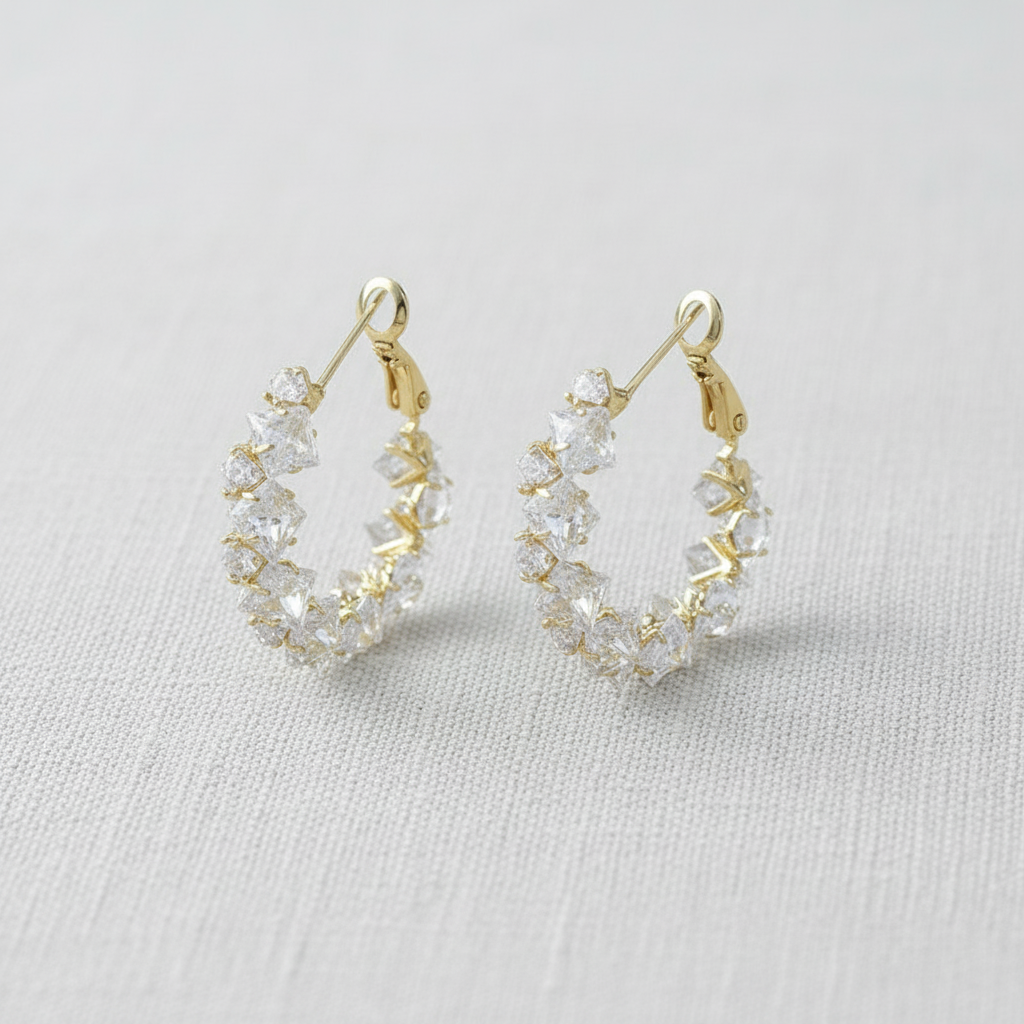 Crystal Zirconia C-Shape Earrings