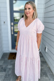 Stripe It Now Midi Dress - Pink