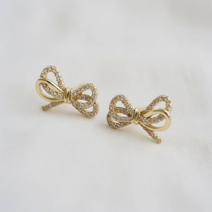 Cubic Zirconia Knot Bow Stud Earrings - B Social Boutique