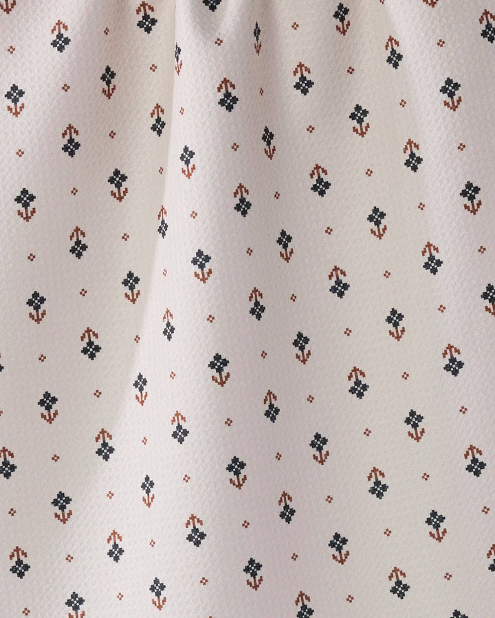 Folk Pixel White Tea Towel