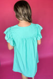 Check Me Out Scallop Dress - Aqua