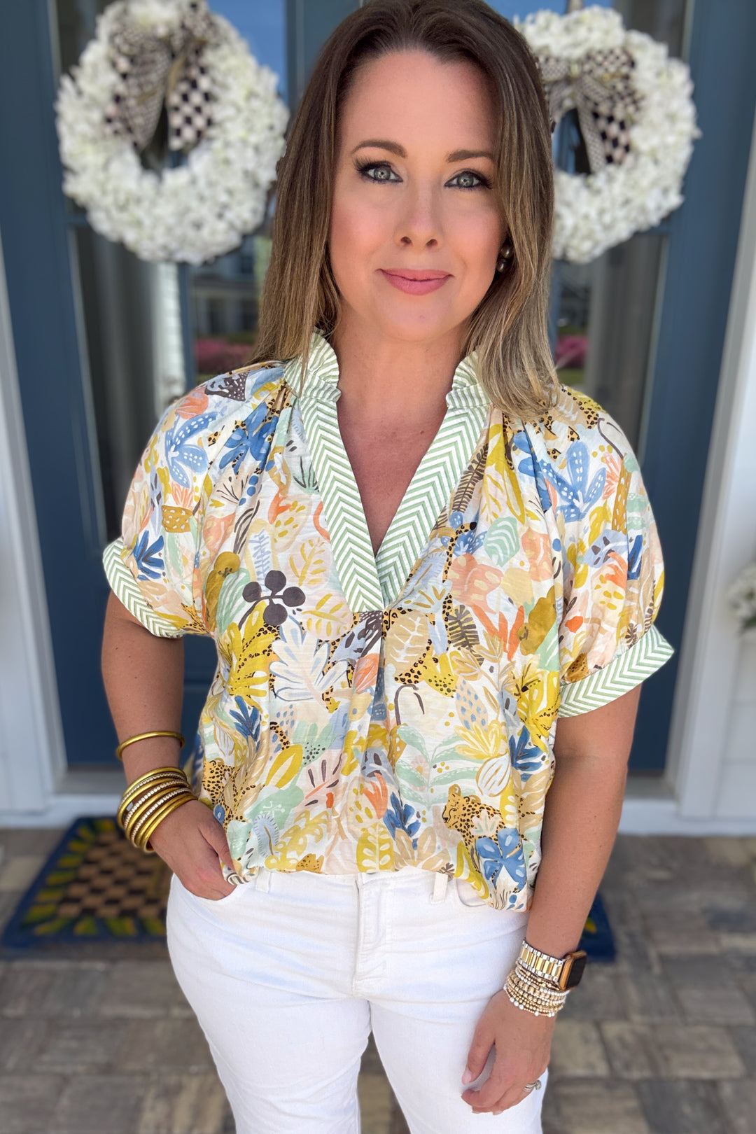 To The Garden Spring Ruffle Top