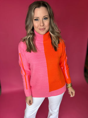 THML: Double Trouble Pink + Orange Sweater