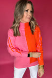 THML: Double Trouble Pink + Orange Sweater