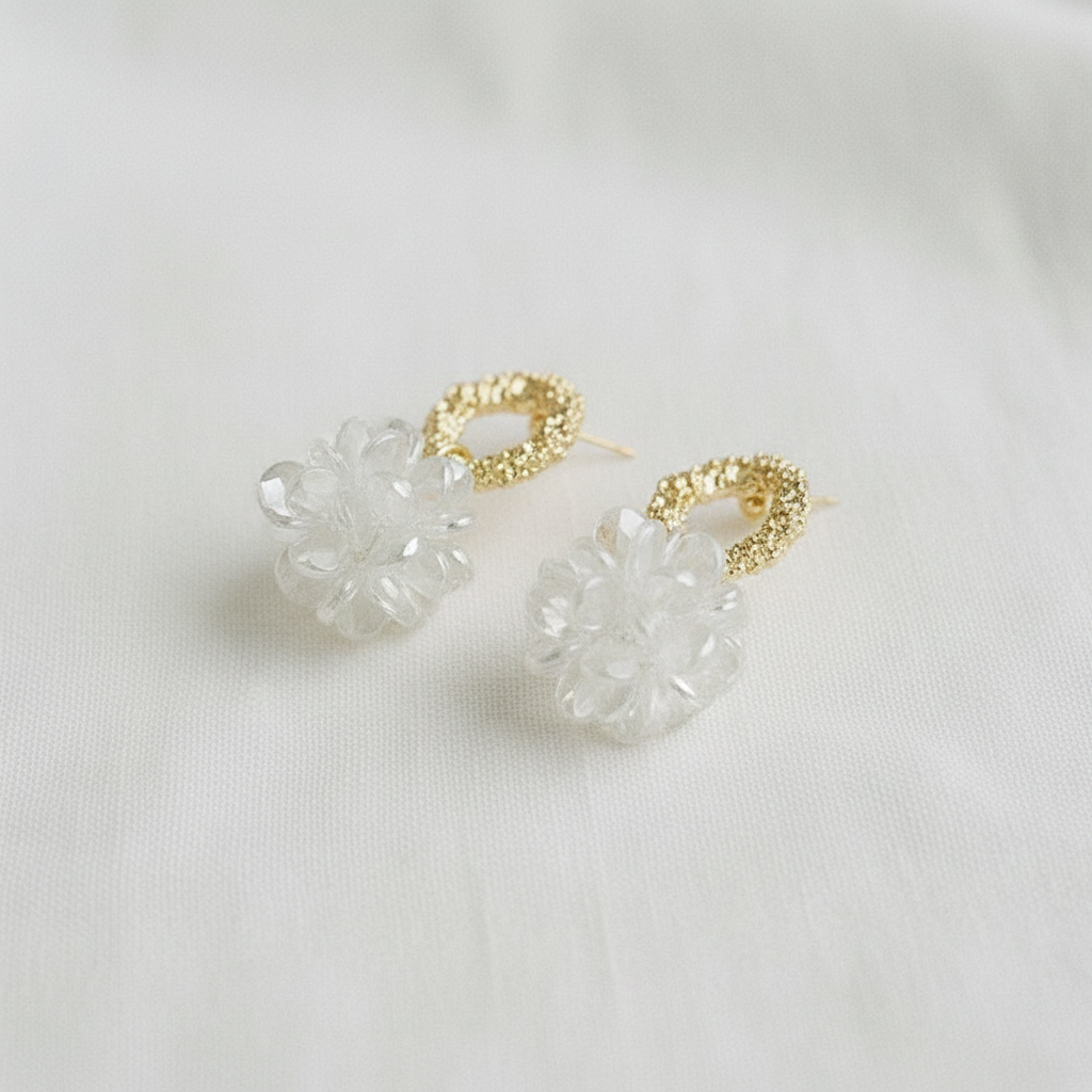 Colorful Hand-Beaded Floral Drop Earrings