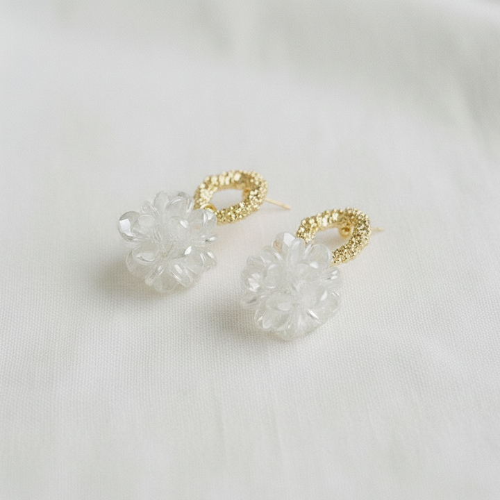 Colorful Hand-Beaded Floral Drop Earrings