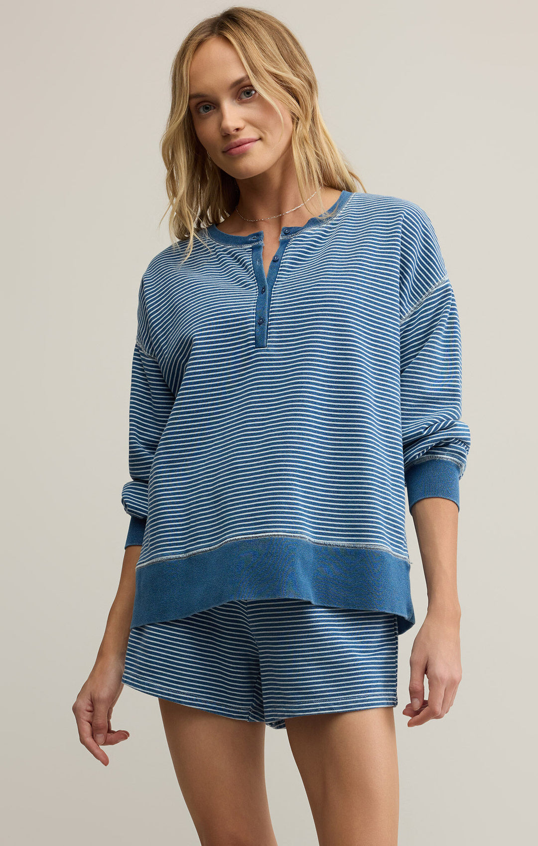 Z Supply: Apollo Striped Sweatshirt Vintage Indigo - B Social Boutique
