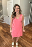 Z Supply: Sloane V-Neck Mini Dress - Sunset Pink