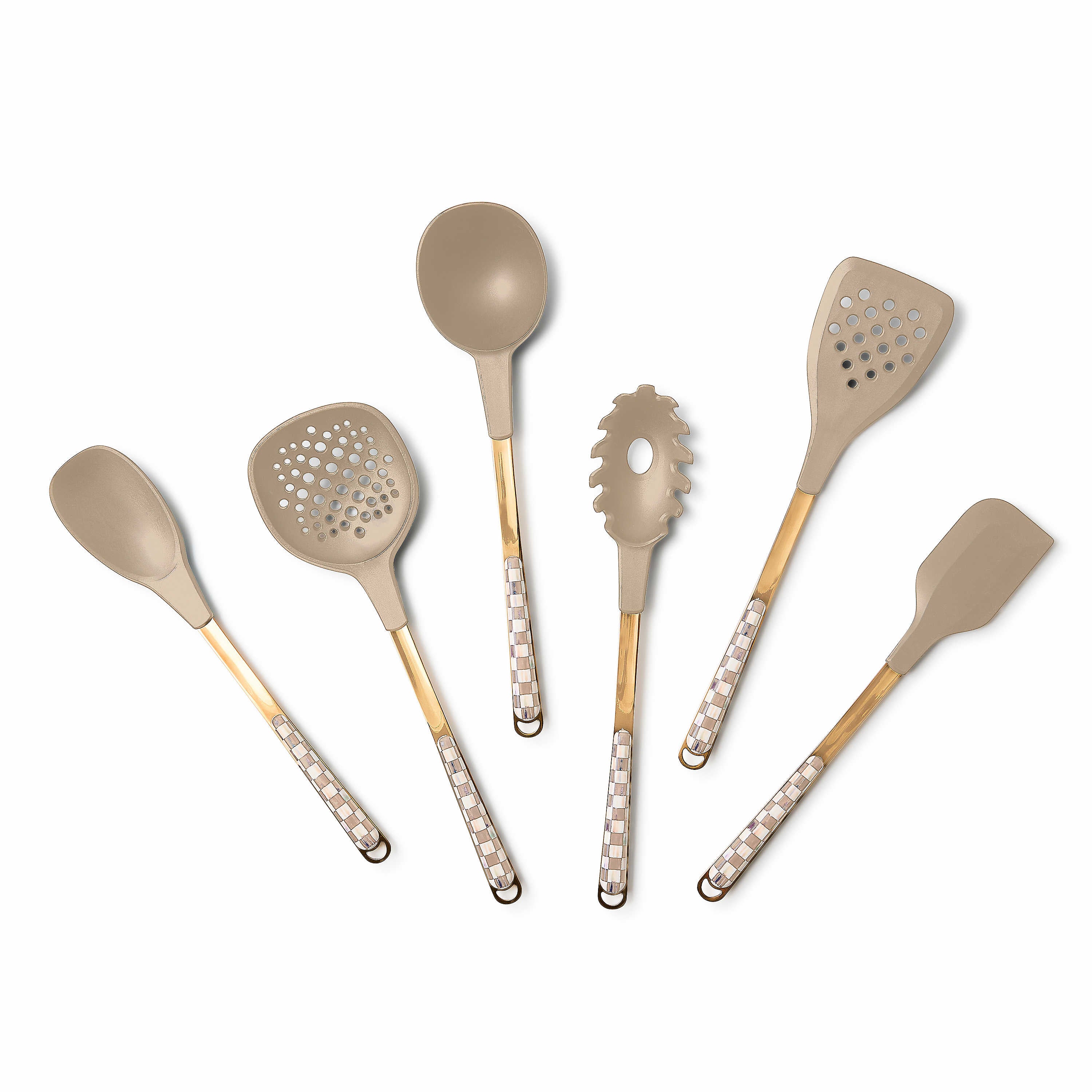 MacKenzie Childs Mocha Check Pasta Spoon - Thumbnail 3