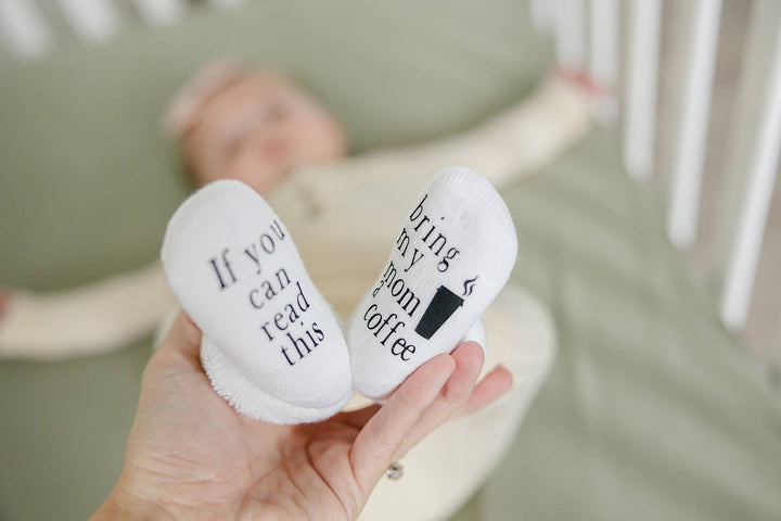 0-6mo If you can read this Bring My Mom a Coffee® Baby Socks