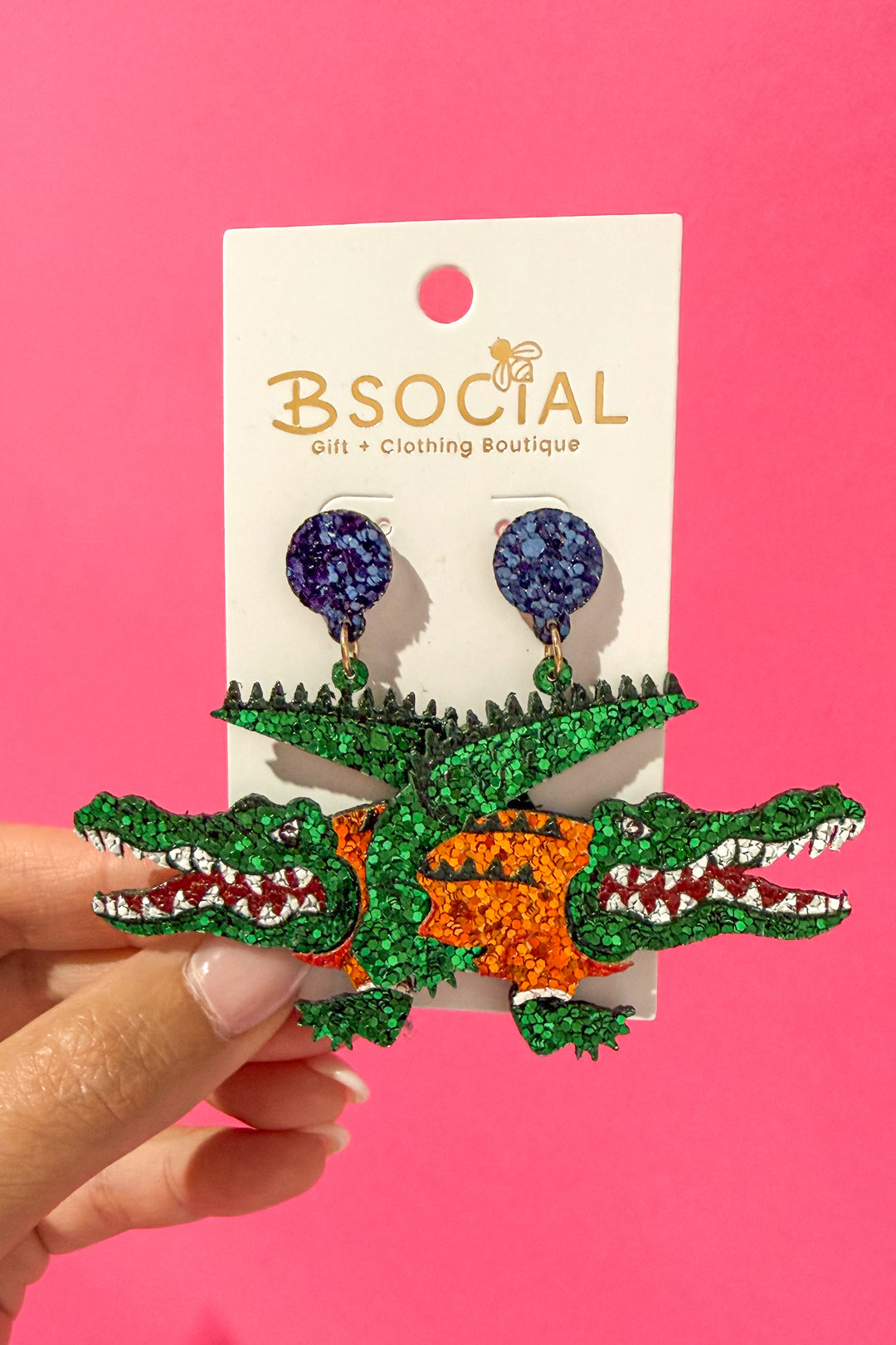 Gator Glitter Sparkle Dangle Earring