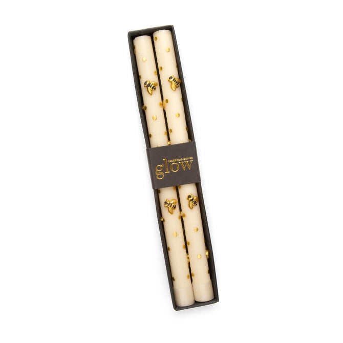 Bee Gold Dinner Candles, Set of 2 - Thumbnail 2