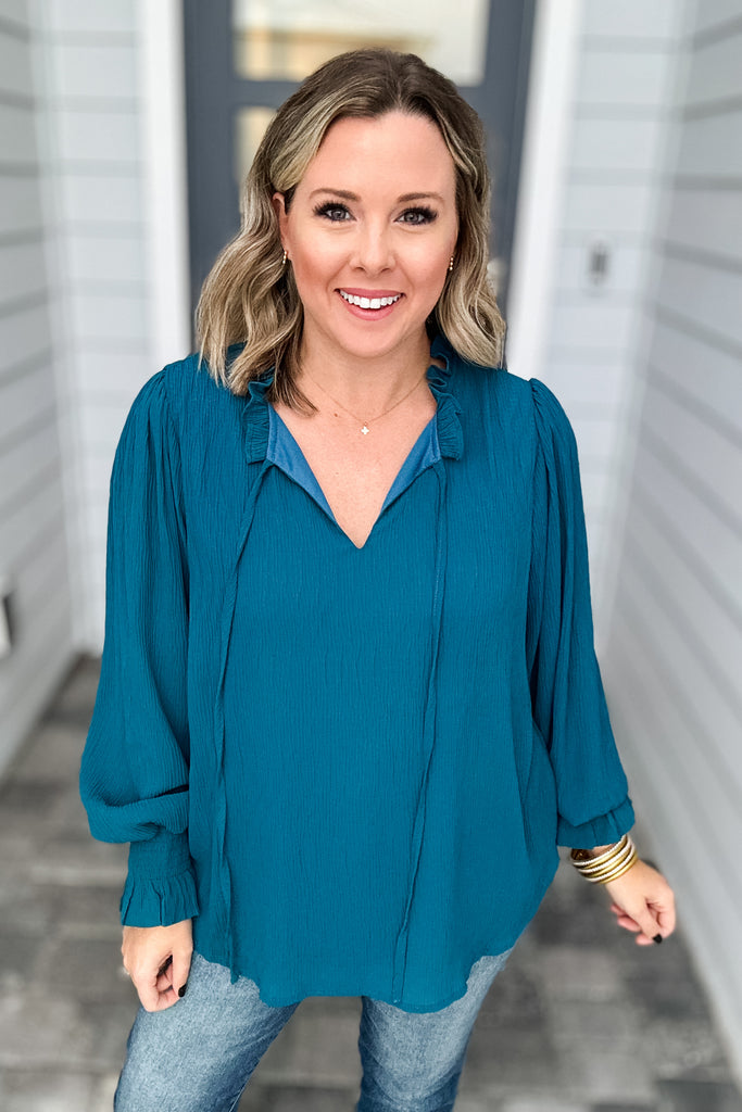 Texture Up Blouse - Teal