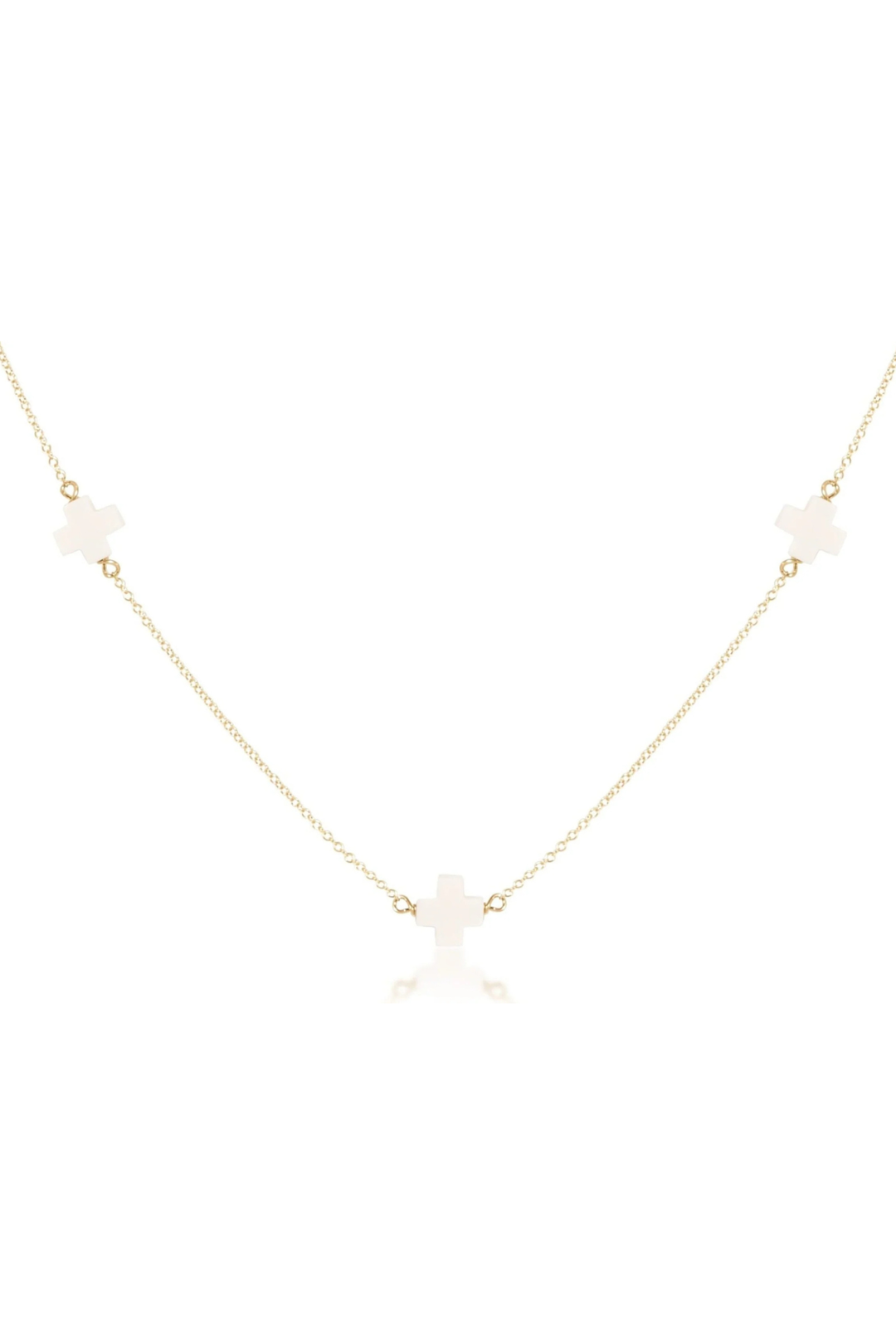 enewton: 15" Choker Simplicity Chain Gold - Signature Cross Off-White - B Social Boutique