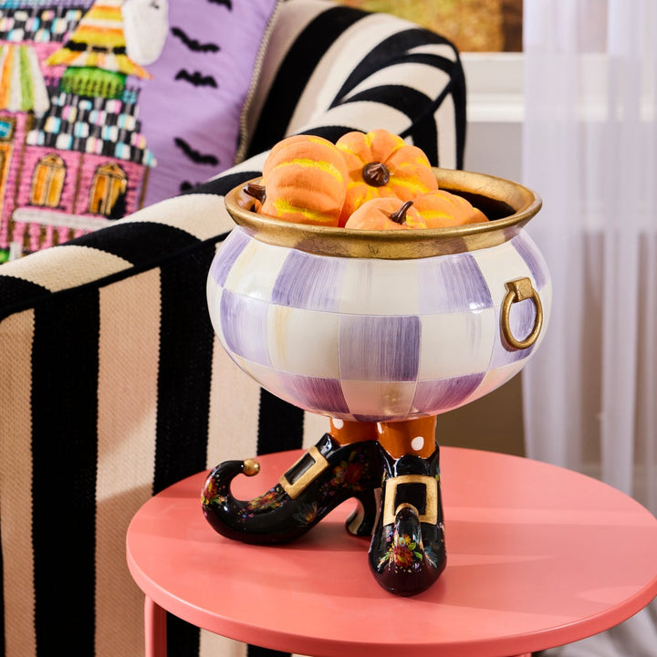 MacKenzie Childs: Halloween Fergal Violet Check Cauldron