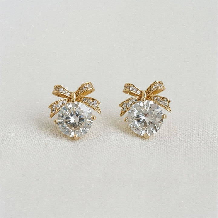 Cubic Zirconia Bow Stud Earrings - B Social Boutique