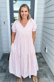 Stripe It Now Midi Dress - Pink