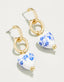 Spartina 449: Ceramic Heart Earrings - Blue Flowers