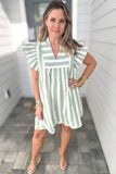 Sweetly Striped Dress - Green