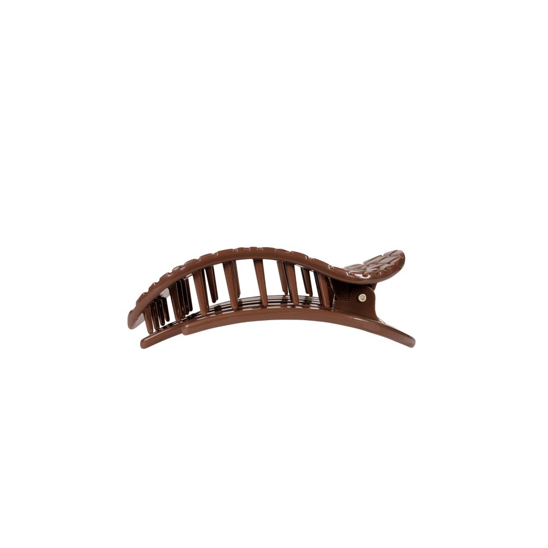 Brown Crocodile Small Flat Round Hair Clip