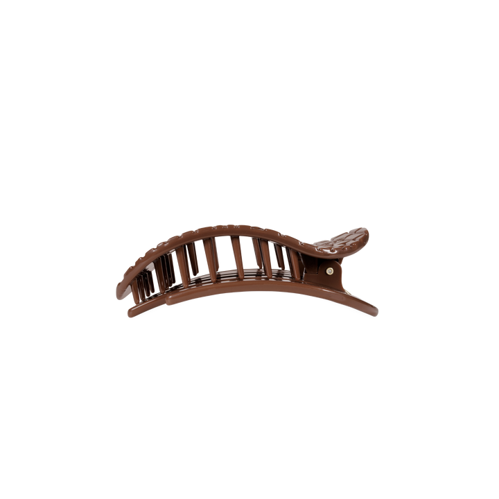 Brown Crocodile Small Flat Round Hair Clip