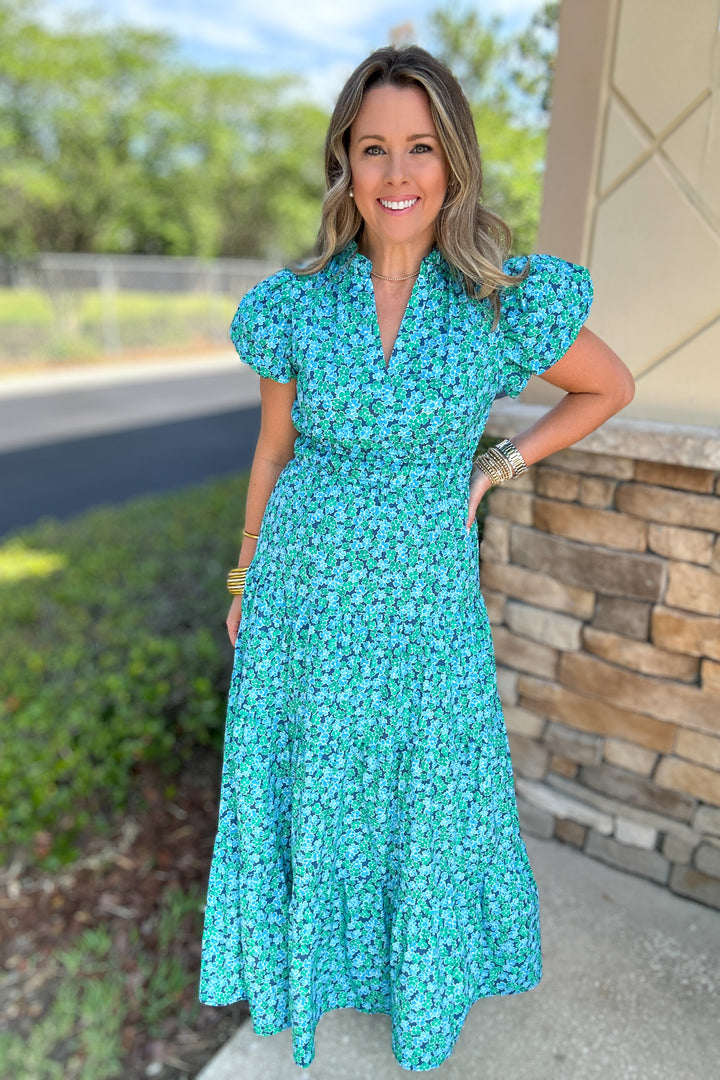 Tomorrow Is Calling Floral Midi Dress - Navy Print