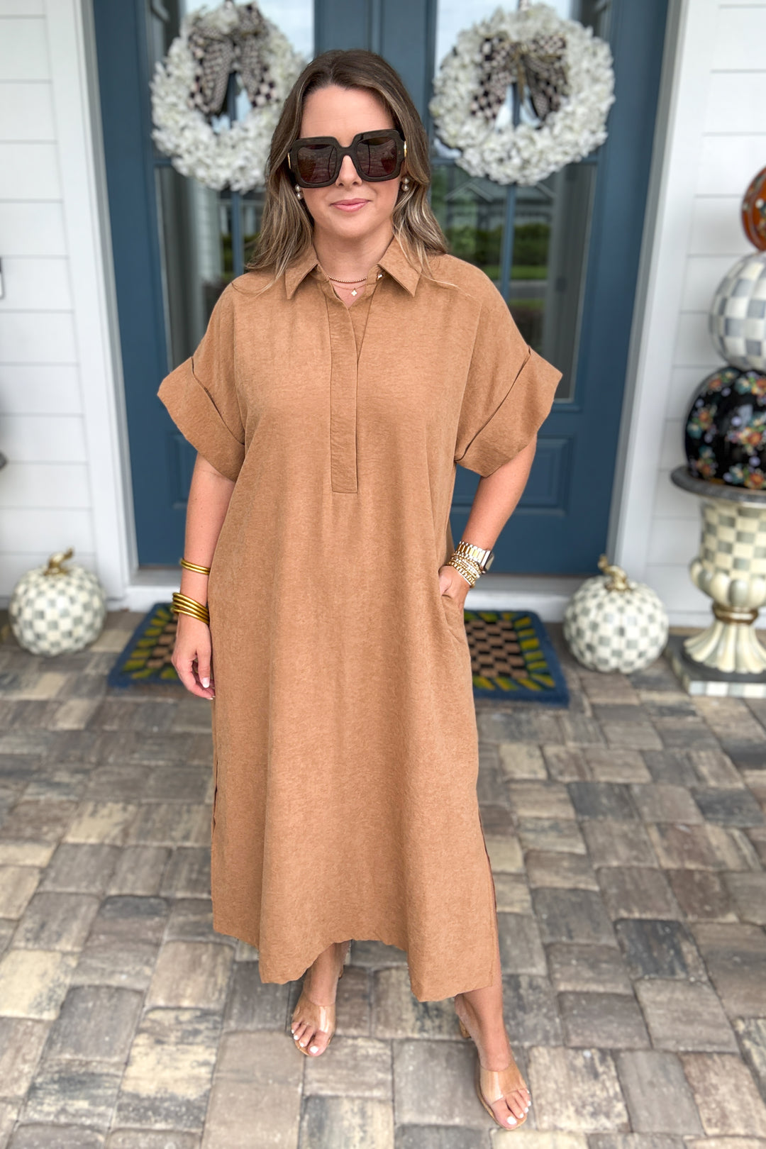 Caramel Café Midi Dress