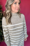 Z Supply: Fin Stripe Sweater Dress-  Heather Taupe