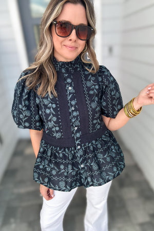 Midnight Dreaming Ruffle Blouse