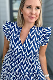 I Zig You Zag Dress - Navy