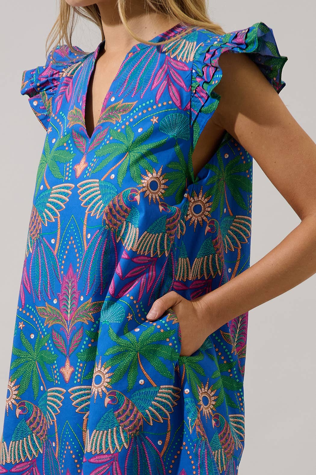 Yori Tropical  Ruffle Mini Dress