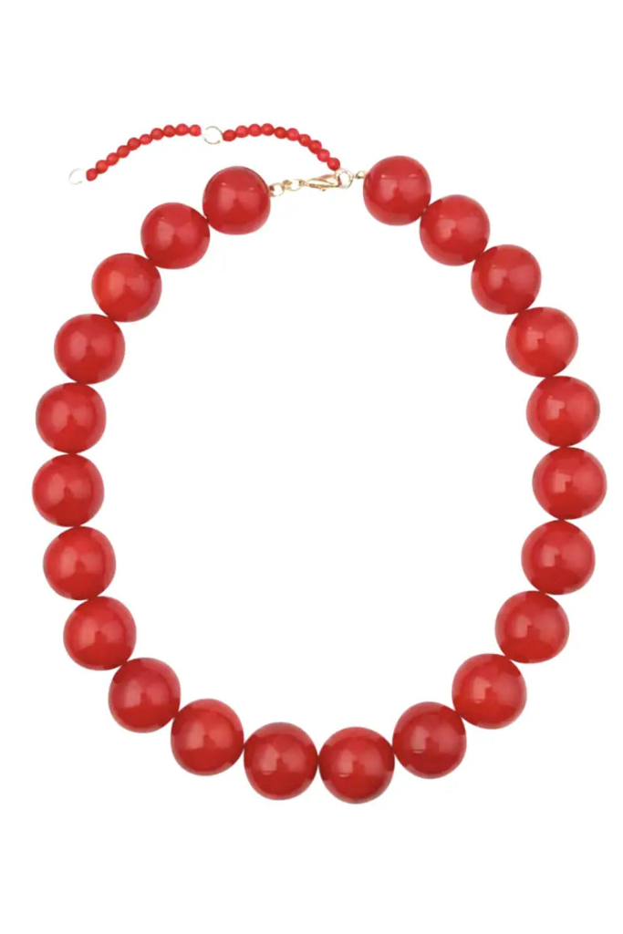 Kameron Chunky Beaded Necklace - Red