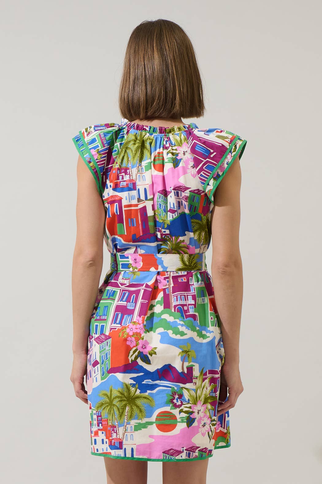 Postcard Paradise Ruffle Mini Dress