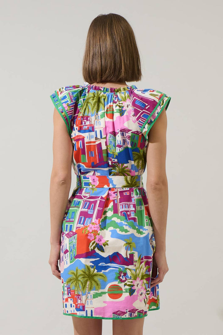 Postcard Paradise Ruffle Mini Dress