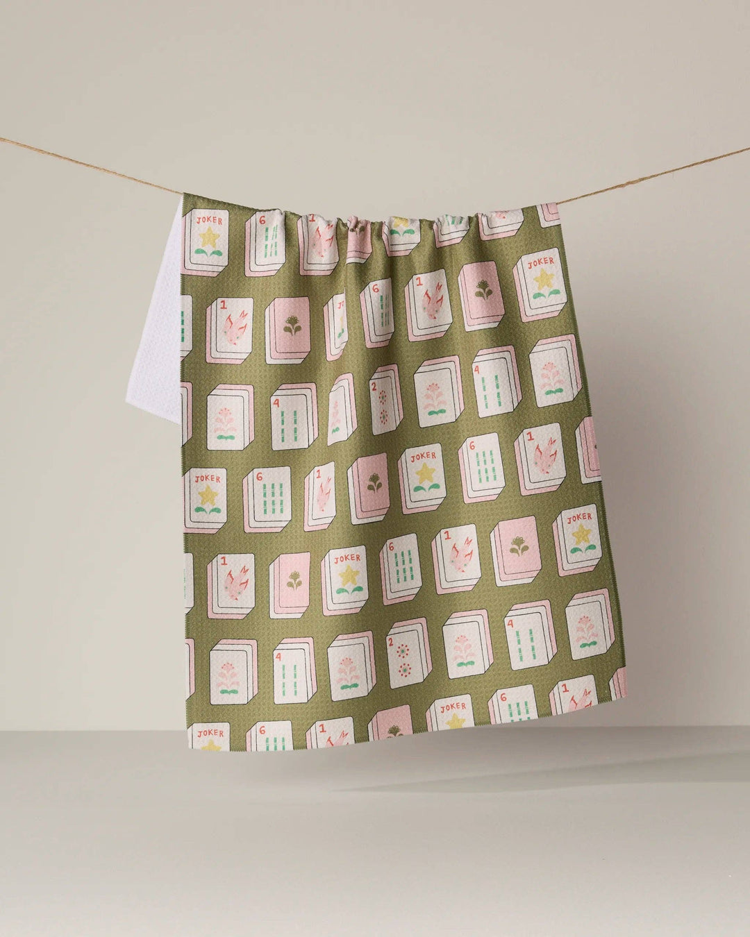 Flower Tiles Tea Towel - Mahjong: Green