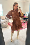 Southern Belle Lace Dress - Brown