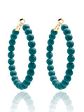 Matte Beaded Hoop Earring: TEAL